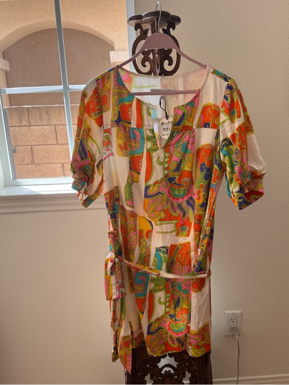 Trina Turk Multicolor Paisley Mini Dress With Side Pockets and and Lining size10